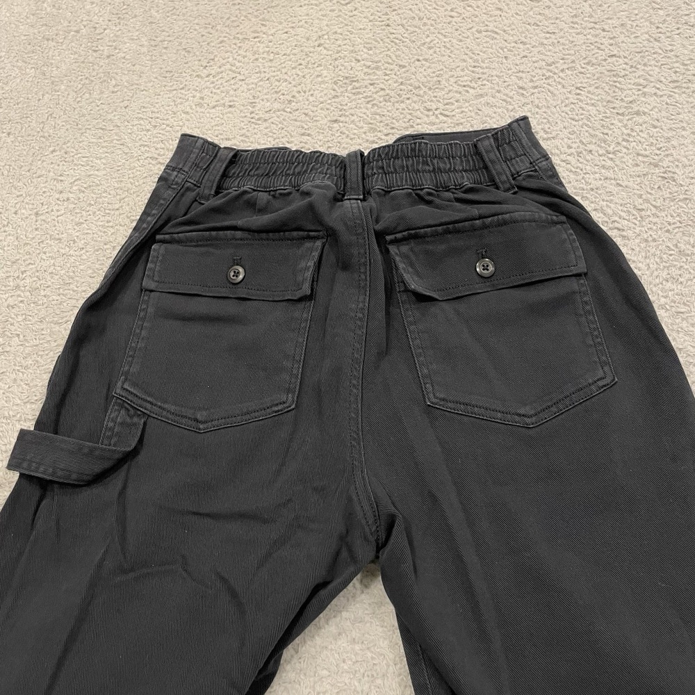 Gap Carpenter Pants Womens 2 Black Utility Work Elastic Waist High Rise Straight - Picture 6 of 14
